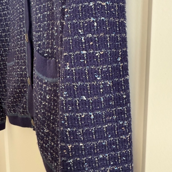 J.McLaughlin Navy Tweed Cardigan, Size L - Picture 3 of 4
